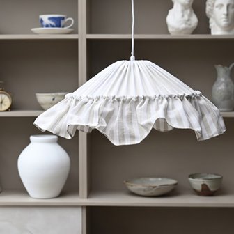 Materiałowa lampa beżowa Costa - styl prowansalski